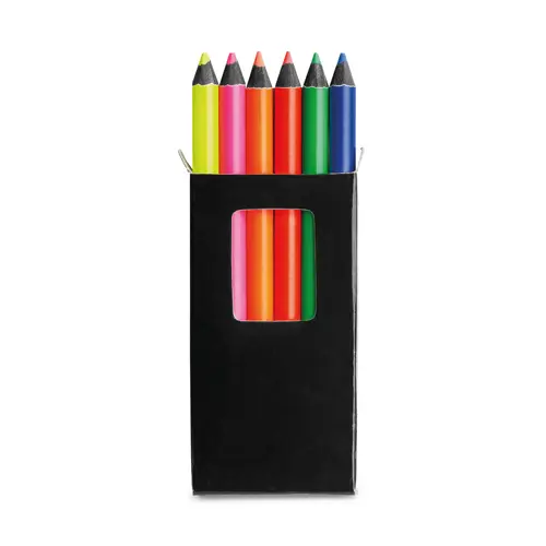 Set di 6 piccole matite colori fluorescenti in legno