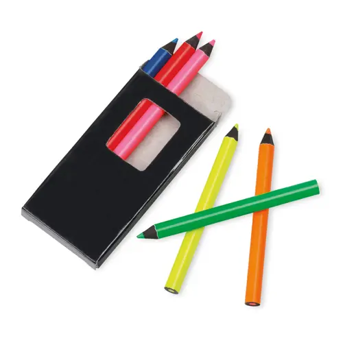 Set di 6 piccole matite colori fluorescenti in legno