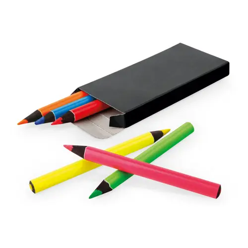 Set di 6 piccole matite colori fluorescenti in legno