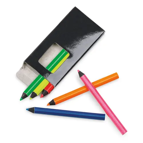 Set di 6 piccole matite colori fluorescenti in legno