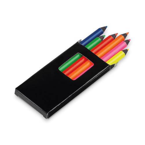 Set di 6 piccole matite colori fluorescenti in legno