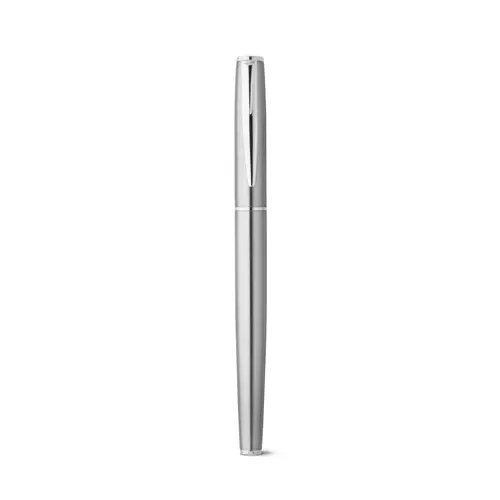 Set penna roller e penna a sfera in acciaio inossidabile riciclato in scatola regalo in carta kraft certificato FSC