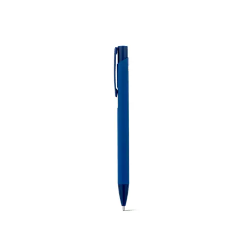 Penna a sfera in alluminio riciclato con finitura gommata refill blu