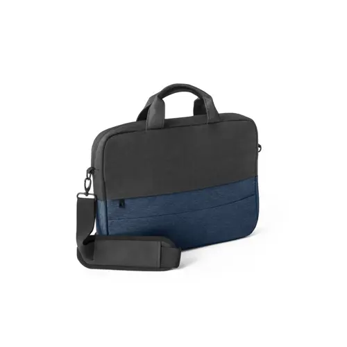 Borsa porta pc da 15" imbottita in poliestere riciclato 600D con tracolla e cinghia per trolley 38x28x6cm
