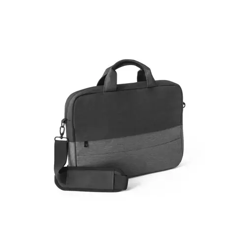 Borsa porta pc da 15" imbottita in poliestere riciclato 600D con tracolla e cinghia per trolley 38x28x6cm