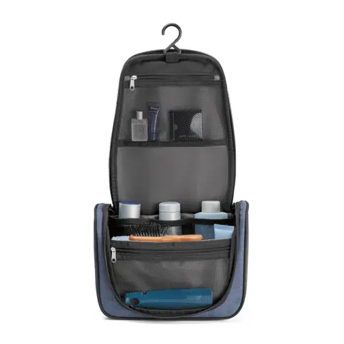 Beauty case e porta accessori da viaggio in poliestere 600D con gancio 250x180x105mm