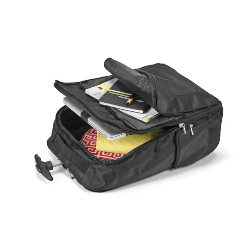 Zaino trolley per PC da 17'' in 1680D e 300D con scompartimento principale imbottito e foderato com spallacci imbottiti e impugnatura estensibile in metallo 33x49x22cm