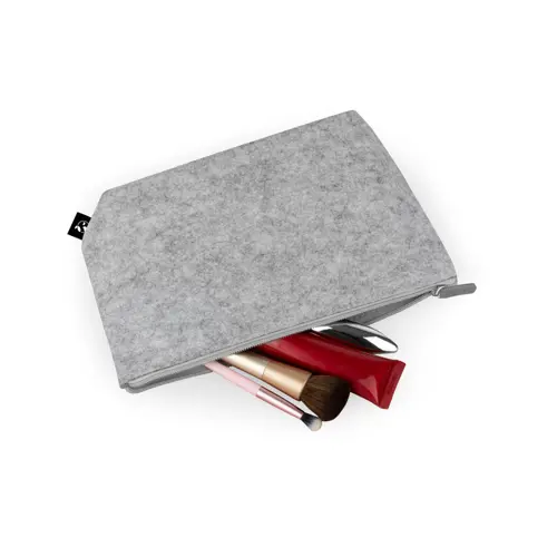 Pochette multiuso in feltro riciclato RPET con zip 250x140x70mm
