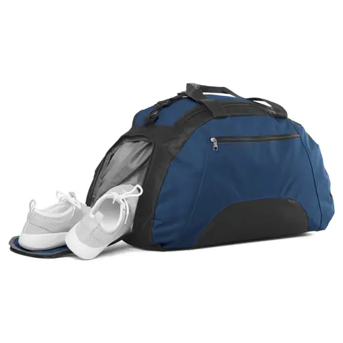 Borsone sportivo in poliestere con tasche e fondo semirigido 52x30x26cm