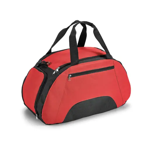 Borsone sportivo in poliestere con tasche e fondo semirigido 52x30x26cm