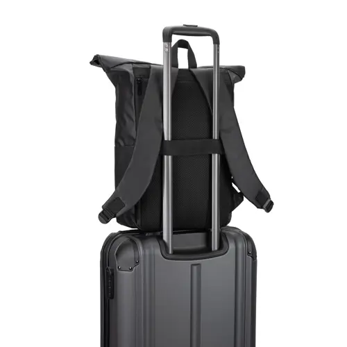 Zaino porta pc da 14" roll top in poliestere riciclato con rivestimento idrorepellente