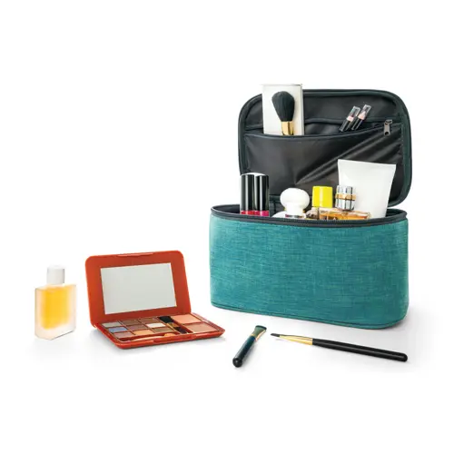 Beauty case in poliestere 300D con manico imbottito e interno foderato 200x115x140mm