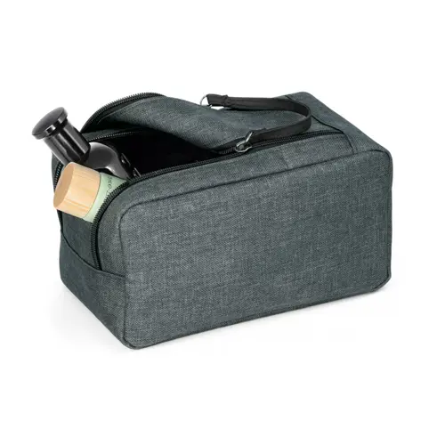 Beauty case in poliestere 600D con doppia cerniera e interno foderato 220x110x110mm