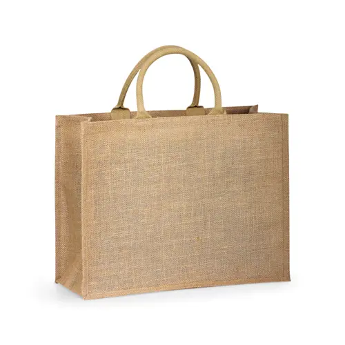 Shopper in juta a soffietto con manici rigidi da 360gr 43x34x17cm
