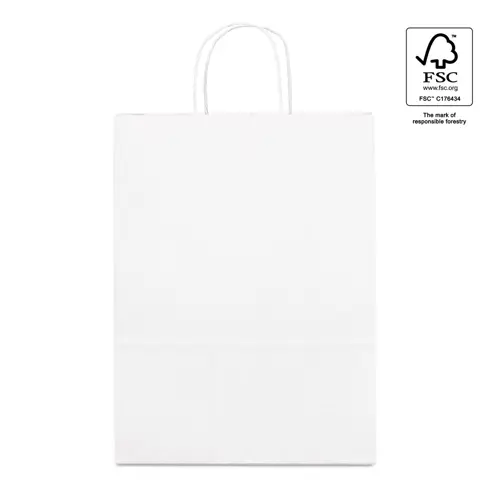 Shopper in carta kraft bianca formato piccolo da 90gr 18x24x8cm