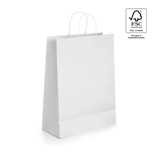 Shopper in carta kraft bianca formato piccolo da 90gr 18x24x8cm