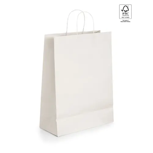 Shopper in carta kraft bianca formato grande da 100gr 32x39x11cm
