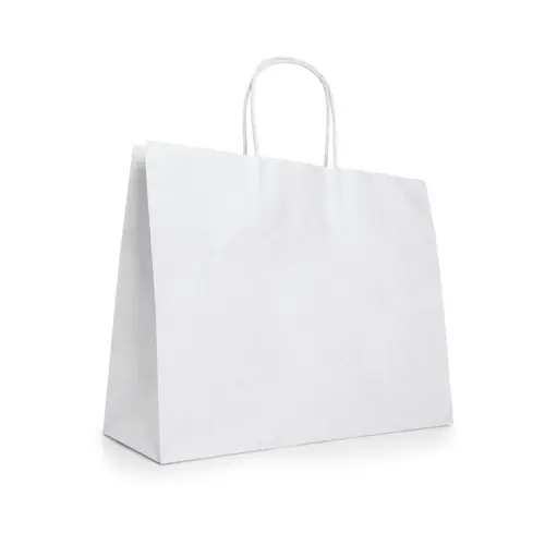 Shopper in carta kraft bianca formato grande da 100gr 40x34x11cm