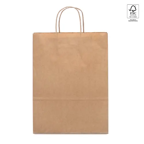 Shopper in carta kraft in colore avana formato piccolo da 115 gr 18x24x8cm