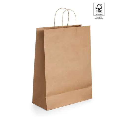 Shopper in carta kraft in colore avana formato piccolo da 115 gr 18x24x8cm