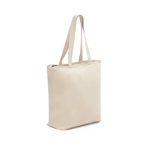 Borsa in cotone 100% a soffietto con chiusura a zip e taschino interno da 280gr 48x40x15cm