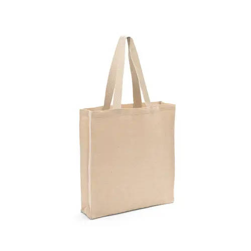 Shopper in juco e cotone a soffietto con tasca interiore a zip da 250gr 37x41x9cm