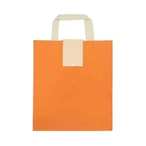 Shopper in TNT richiudibile con manici corti e chiusura a bottone da 80gr 35x41x10cm