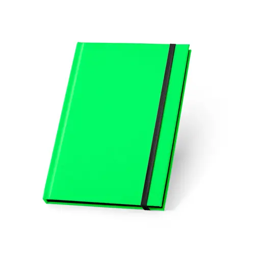 Block note A5 con copertina rigida in PU fluorescente e pagine a righe con bordo nero