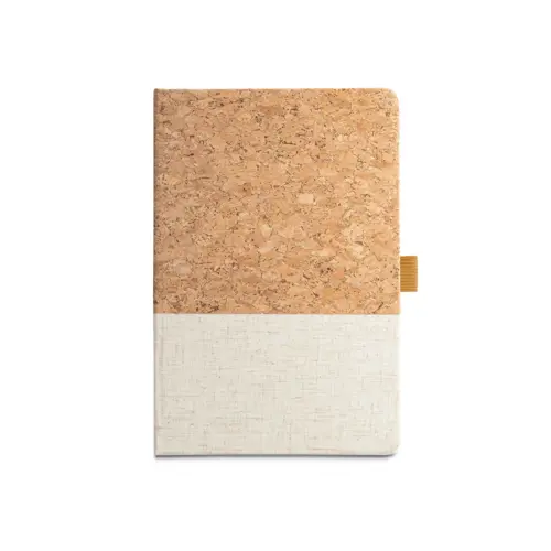 Block notes A5 copertina in sughero e lino a 192 pagine di carta avorio a righe