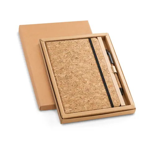 Set scrittita composto da Block note con penna in sughero