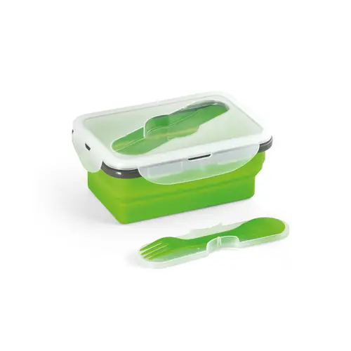 Porta pranzo pieghevole in PP da 640 ml include 1 posata 2in1