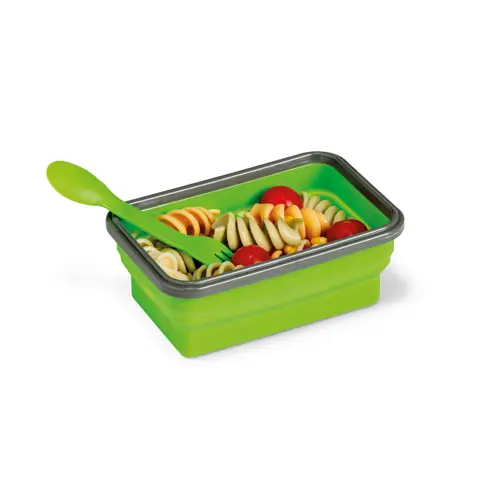 Porta pranzo pieghevole in PP da 640 ml include 1 posata 2in1