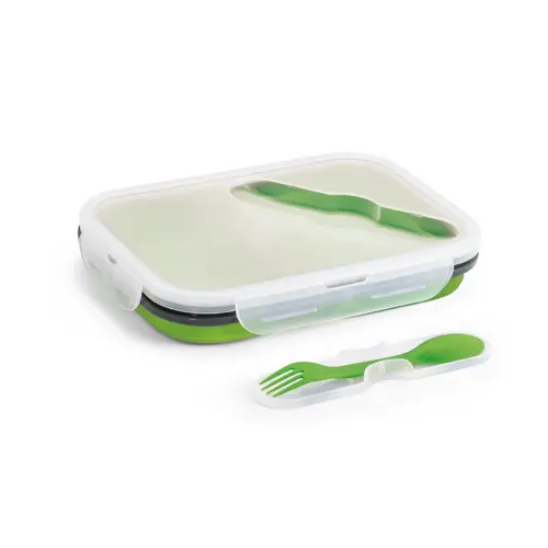 Porta pranzo pieghevole in PP da 480 e 760 ml include 1 posata 2in1