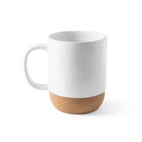 Tazza in ceramica bianca da 390ml ideale per sublimazione con base in sughero removibile