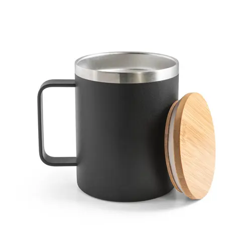 Tazza termica in acciaio inossidabile riciclato con coperchio in bambù con confezione regalo da 420ml
