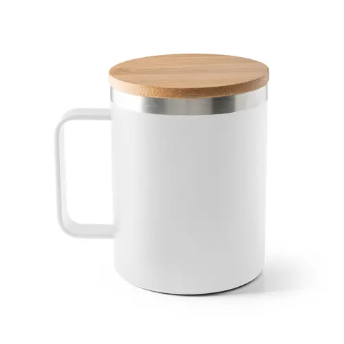 Tazza termica in acciaio inossidabile riciclato con coperchio in bambù con confezione regalo da 420ml
