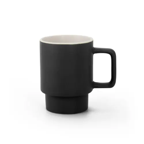 Tazza in ceramica colorata impilabile da 330ml con finitura opaca e scatola regalo in carta kraft