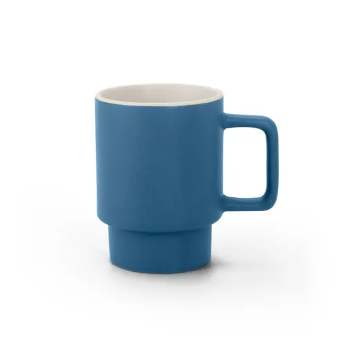 Tazza in ceramica colorata impilabile da 330ml con finitura opaca e scatola regalo in carta kraft