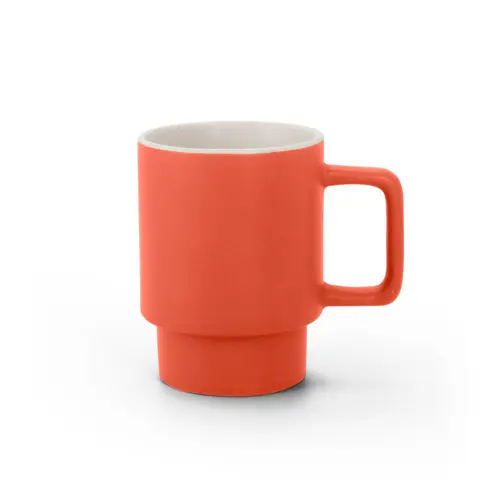 Tazza in ceramica colorata impilabile da 330ml con finitura opaca e scatola regalo in carta kraft