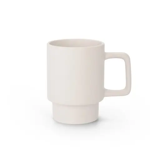 Tazza in ceramica colorata impilabile da 330ml con finitura opaca e scatola regalo in carta kraft