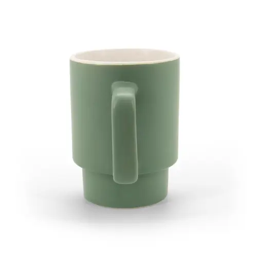 Tazza in ceramica colorata impilabile da 330ml con finitura opaca e scatola regalo in carta kraft