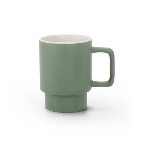 Tazza in ceramica colorata impilabile da 330ml con finitura opaca e scatola regalo in carta kraft