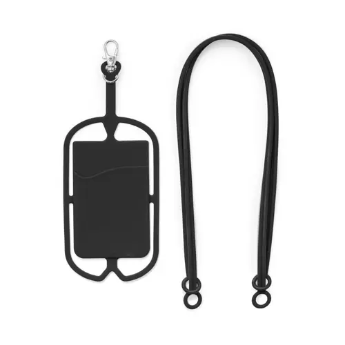 Lanyard in silicone da 420mm con portatessere e supporto per smartphone 57x86x4mm