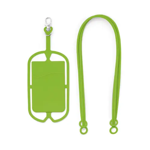 Lanyard in silicone da 420mm con portatessere e supporto per smartphone 57x86x4mm