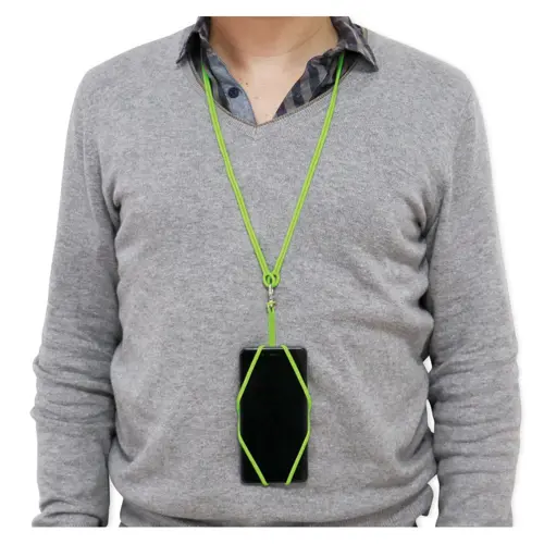 Lanyard in silicone da 420mm con portatessere e supporto per smartphone 57x86x4mm