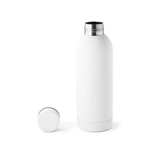 Borraccia in acciao inox riciclato con finitura in gomma e tappo sottovuoto da 550ml