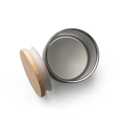 Bicchiere termico in acciaio inox a doppio corpo con isolamento sottovuoto e coperchio in bambù 370ml