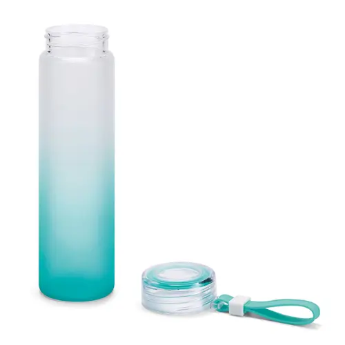 Borraccia in vetro da 470 ml finitura opaca sfumata e manico in silicone