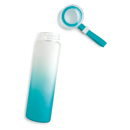 Borraccia in vetro da 470 ml finitura opaca sfumata e manico in silicone