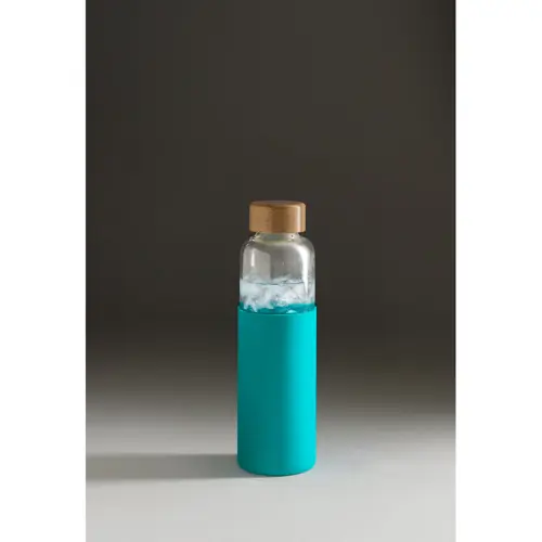 Borraccia in vetro da 600 ml con tappo in bambù e protezione in silicone
